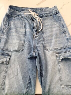 American Eagle Outfitters Light Blue Denim Cargo Jogger Jeans
